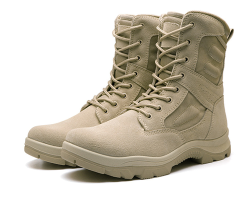 Cowhide Shock Resistant Desert Tactical Boots Anti Skid High Top Oxford Fabric