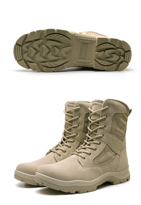 Cowhide Shock Resistant Desert Tactical Boots Anti Skid High Top Oxford Fabric