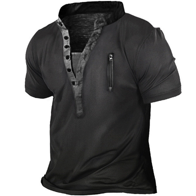 Zip Retro Printed Military Tactical Shirts Woven Heat Resistant