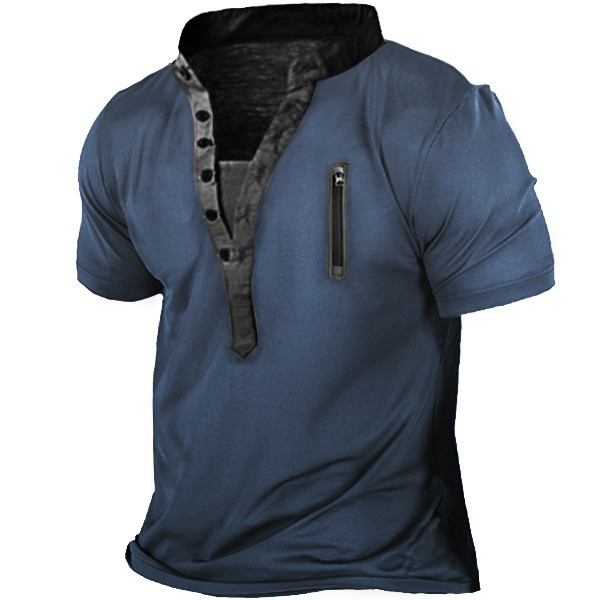 Zip Retro Printed Military Tactical Shirts Woven Heat Resistant